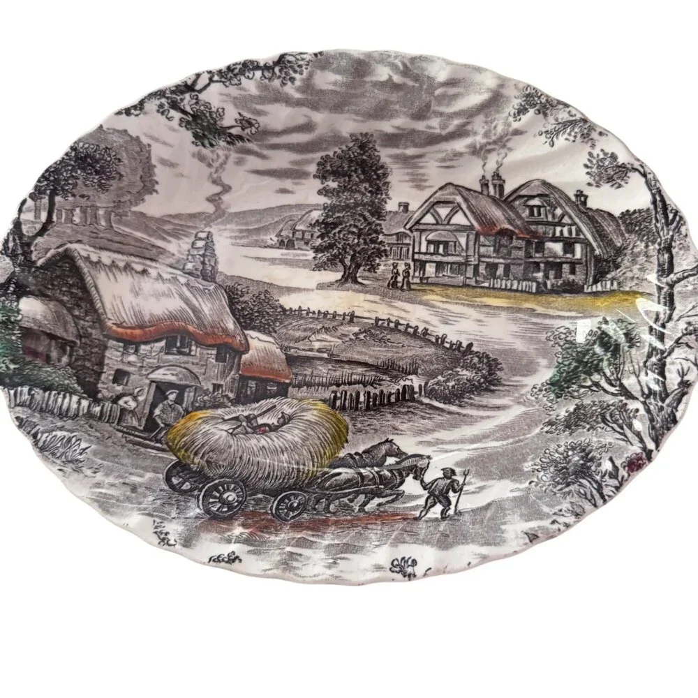 3 Yorkshire Staffordshire England Hand-Engraved Ironstone Bowls Oval Round 4405 - Picture 4 of 11